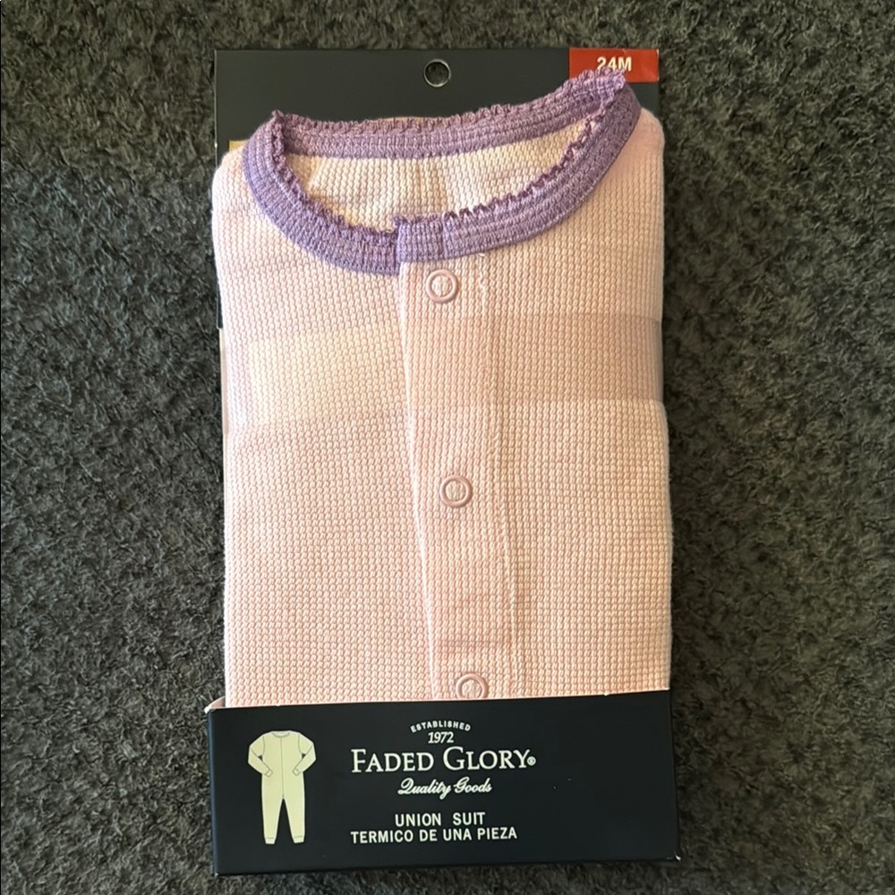 Faded Glory Pink and Lavender Baby Union Suit